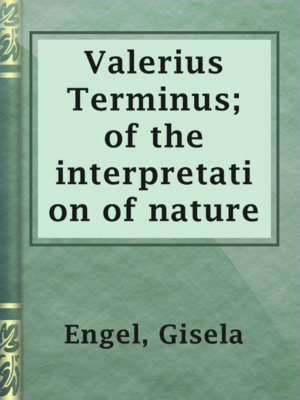 cover image of Valerius Terminus; of the interpretation of nature